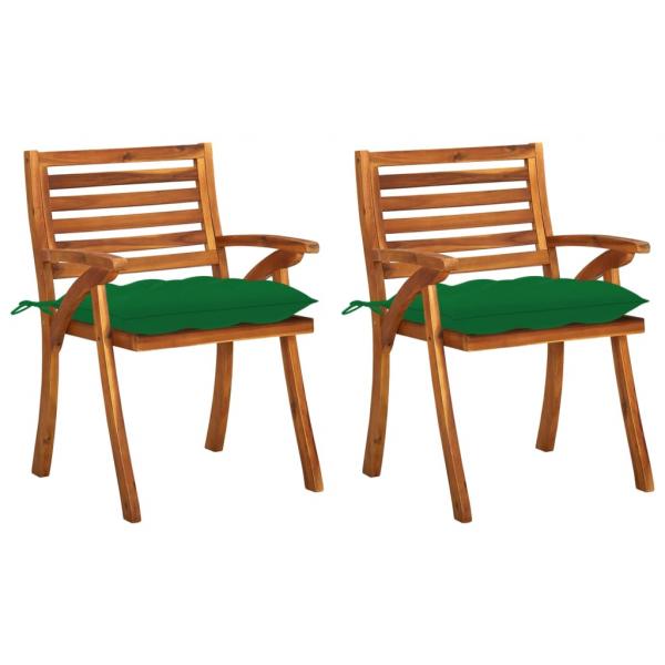 ARDEBO.de - Garten-Essstühle mit Kissen 2 Stk. Massivholz Akazie 