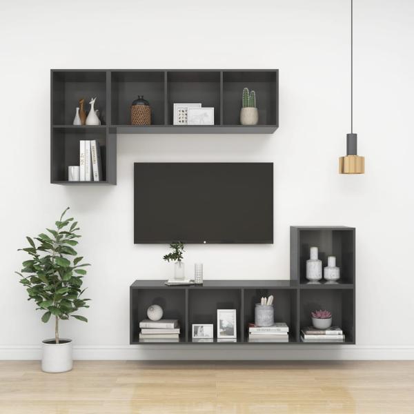 Wandschrank Hochglanz-Grau 37x37x37 cm Holzwerkstoff
