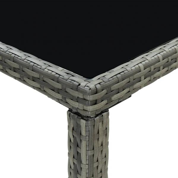 5-tlg. Gartenbar-Set mit Kissen Poly Rattan Grau