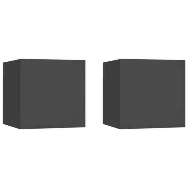 ARDEBO.de - Nachttische 2 Stk. Grau 30,5x30x30 cm Holzwerkstoff