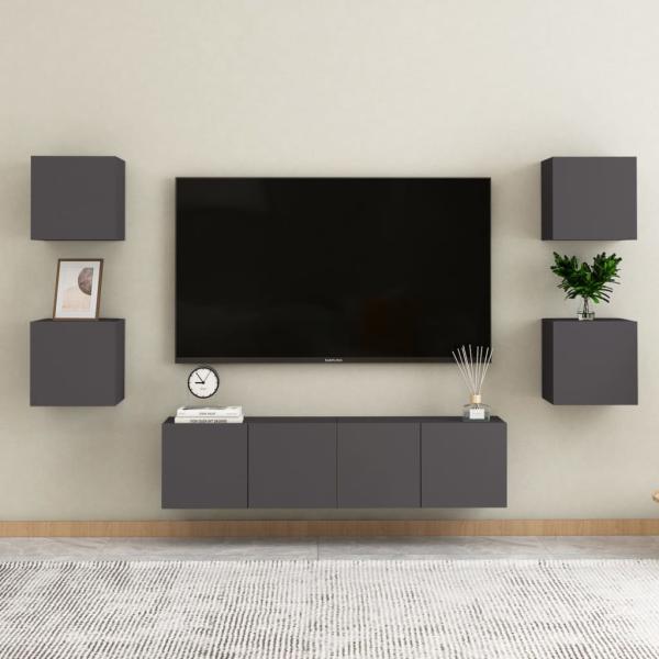 Nachttische 2 Stk. Grau 30,5x30x30 cm Holzwerkstoff