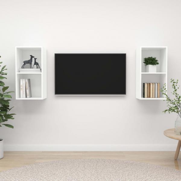ARDEBO.de - TV-Wandschränke 2 Stk. Weiß Holzwerkstoff