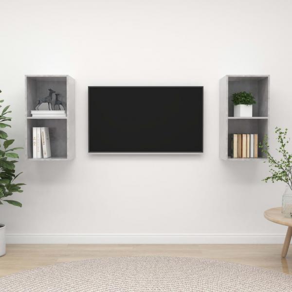 ARDEBO.de - TV-Wandschränke 2 Stk. Betongrau Holzwerkstoff