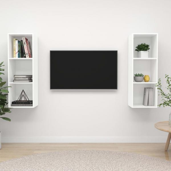 ARDEBO.de - TV-Wandschränke 2 Stk. Weiß Holzwerkstoff