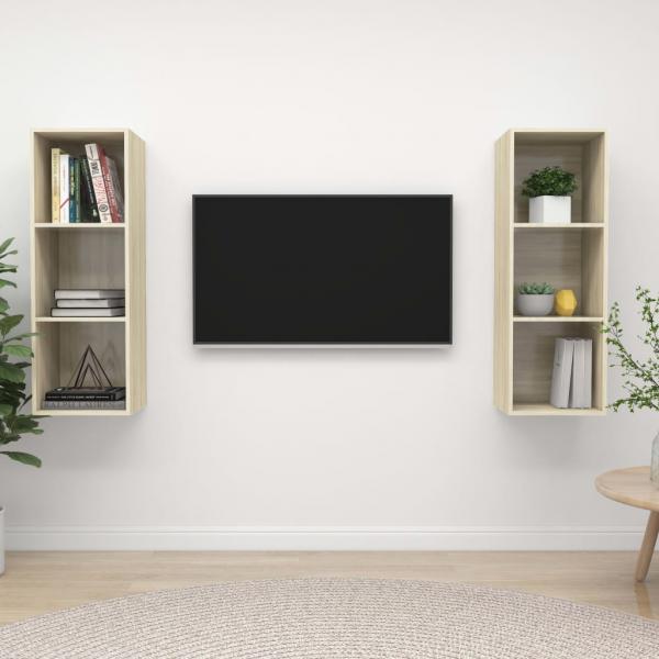 ARDEBO.de - TV-Wandschränke 2 Stk. Sonoma-Eiche Holzwerkstoff