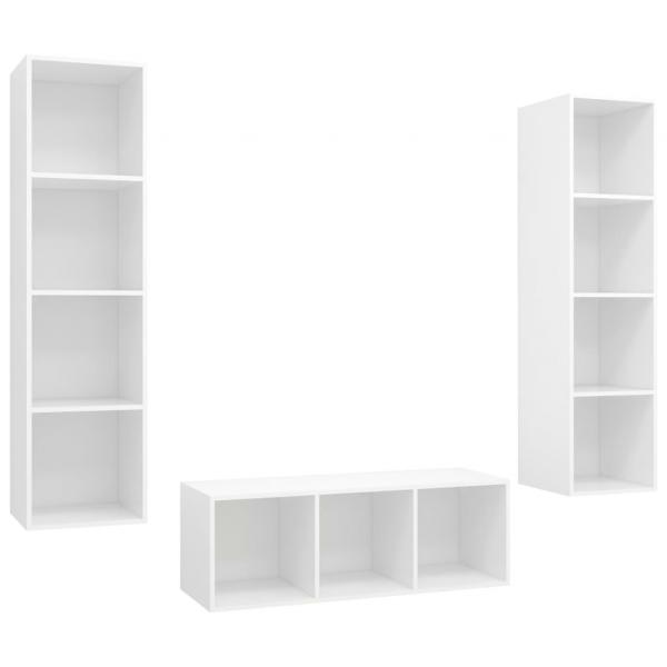 3-tlg. TV-Schrank-Set Weiß Holzwerkstoff
