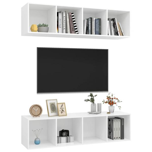 TV-Wandschränke 2 Stk. Weiß Holzwerkstoff