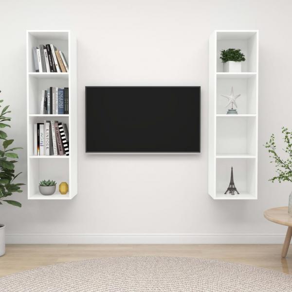 ARDEBO.de - TV-Wandschränke 2 Stk. Weiß Holzwerkstoff