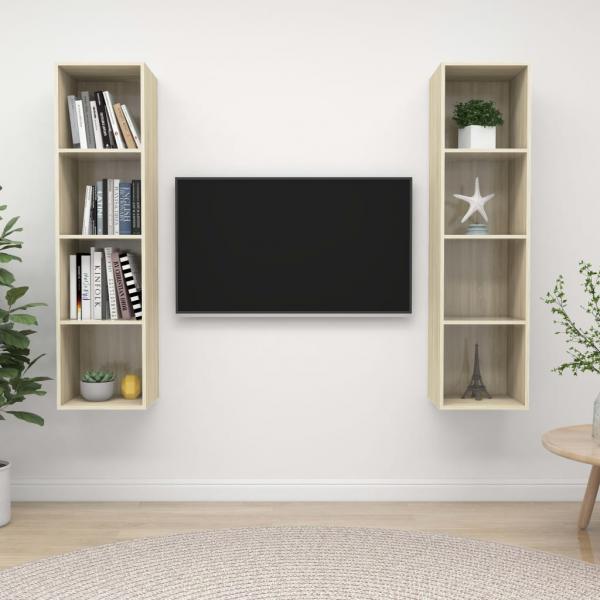 ARDEBO.de - TV-Wandschränke 2 Stk. Sonoma-Eiche Holzwerkstoff
