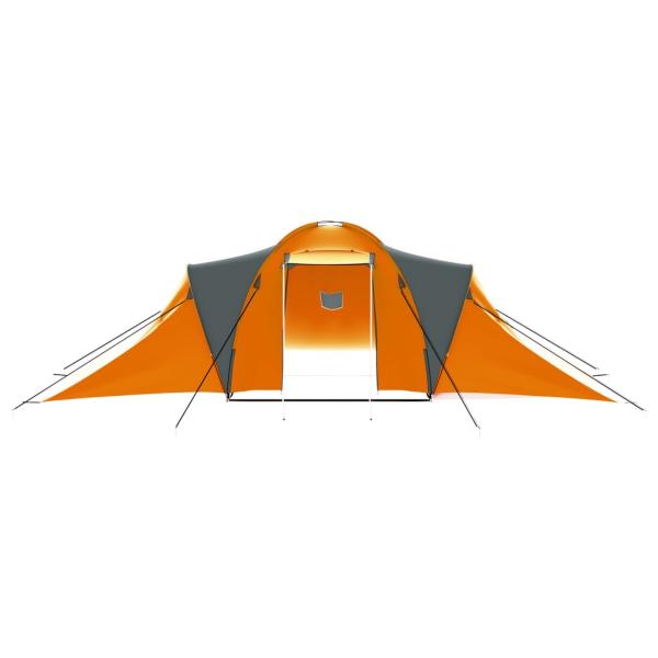 ARDEBO.de - Campingzelt 9 Personen Stoff Grau und Orange