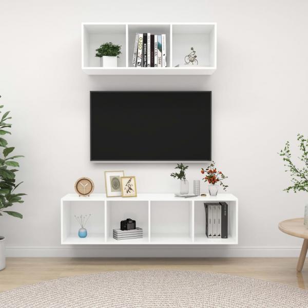 ARDEBO.de - 2-tlg. TV-Schrank-Set Weiß Holzwerkstoff