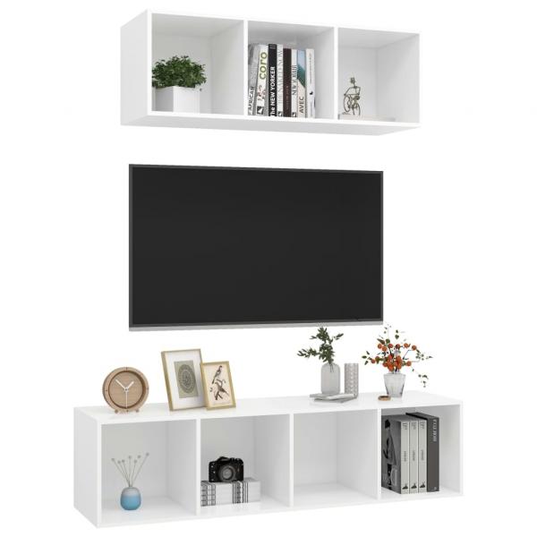 2-tlg. TV-Schrank-Set Weiß Holzwerkstoff
