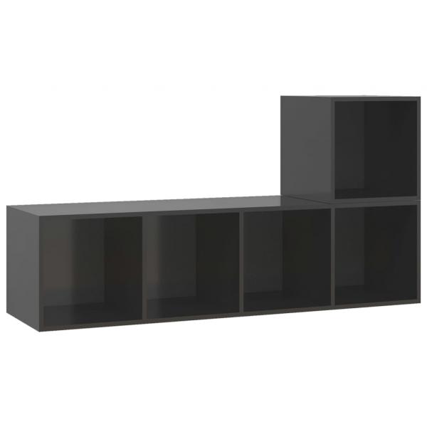 2-tlg. TV-Schrank-Set Hochglanz-Grau Holzwerkstoff