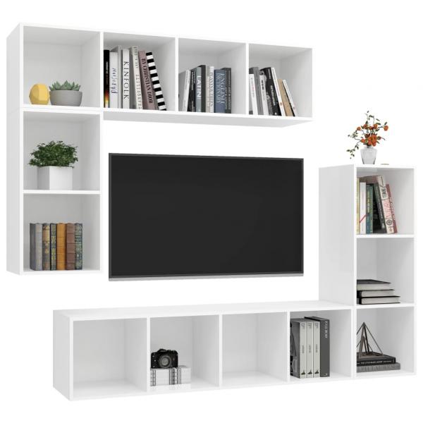 4-tlg. TV-Schrank-Set Weiß Holzwerkstoff