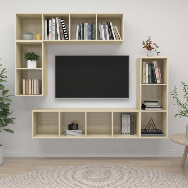ARDEBO.de - 4-tlg. TV-Schrank-Set Sonoma-Eiche Holzwerkstoff