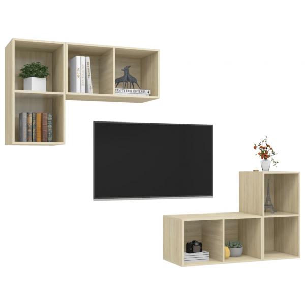 TV-Wandschränke 4 Stk. Sonoma-Eiche Holzwerkstoff