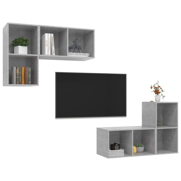 TV-Wandschränke 4 Stk. Betongrau Holzwerkstoff