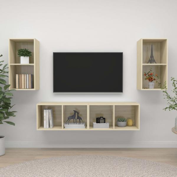 ARDEBO.de - TV-Wandschränke 4 Stk. Sonoma-Eiche Holzwerkstoff
