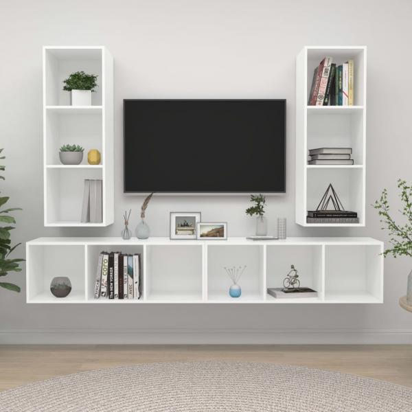 ARDEBO.de - TV-Wandschränke 4 Stk. Weiß Holzwerkstoff