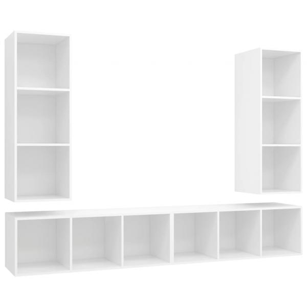 TV-Wandschränke 4 Stk. Weiß Holzwerkstoff