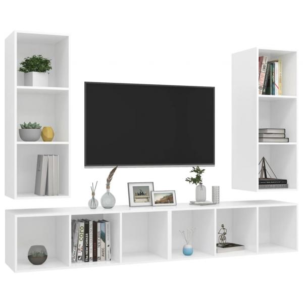 TV-Wandschränke 4 Stk. Weiß Holzwerkstoff
