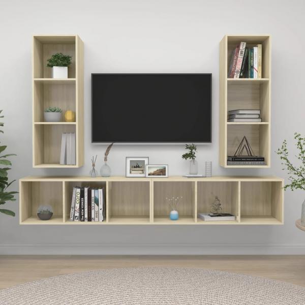 ARDEBO.de - TV-Wandschränke 4 Stk. Sonoma-Eiche Holzwerkstoff