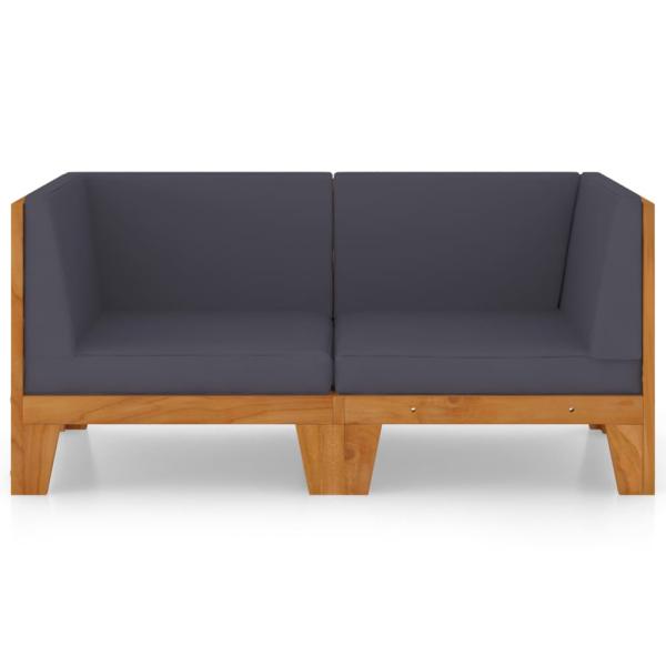2-Sitzer-Sofa mit Dunkelgrauen Kissen Akazie Massivholz
