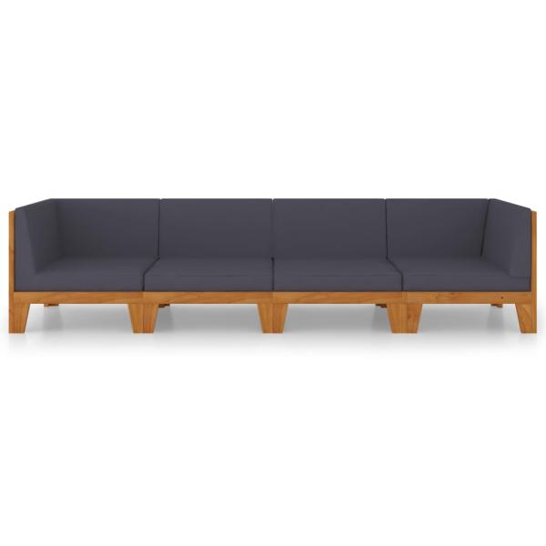 4-tlg. Garten-Lounge-Set mit Kissen Akazie Massivholz
