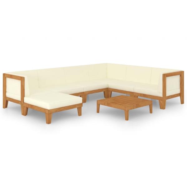 8-tlg. Garten-Lounge-Set mit Kissen Massivholz Akazie