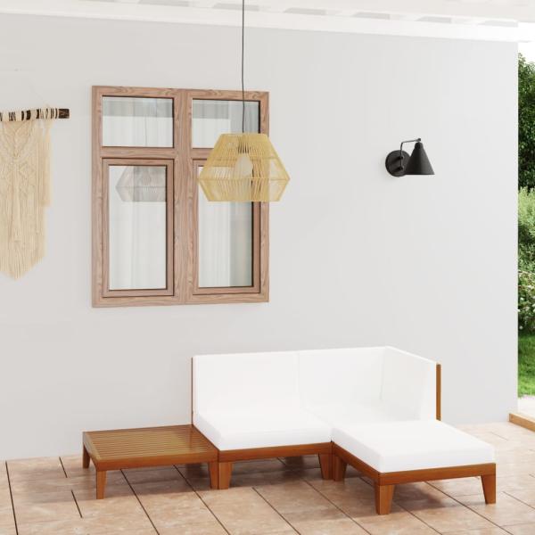 4-tlg. Garten-Lounge-Set mit Kissen Massivholz Akazie