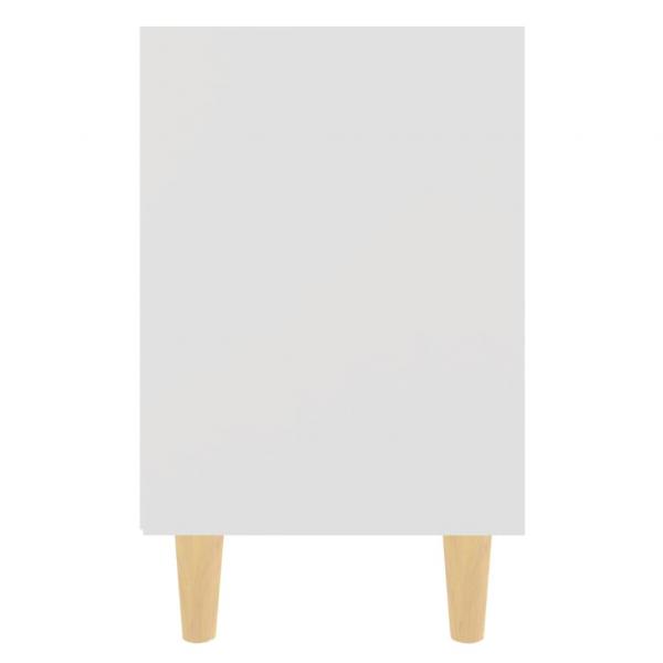 Nachttisch mit Massivholz-Beinen Weiß 40x30x50 cm