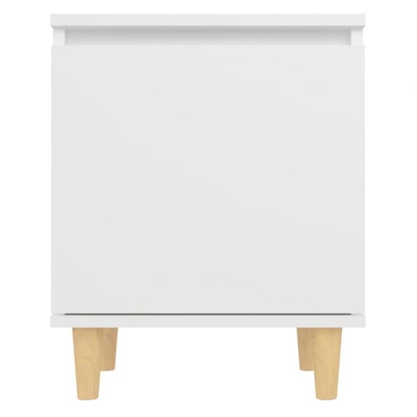 Nachttisch mit Massivholz-Beinen Weiß 40x30x50 cm