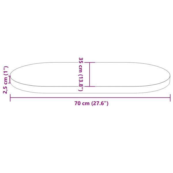 Tischplatte 70x35x2,5 cm Massivholz Kiefer Oval