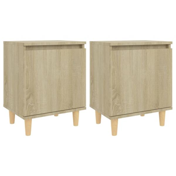 Nachttische 2 Stk. Massivholz-Beinen Sonoma-Eiche 40x30x50cm