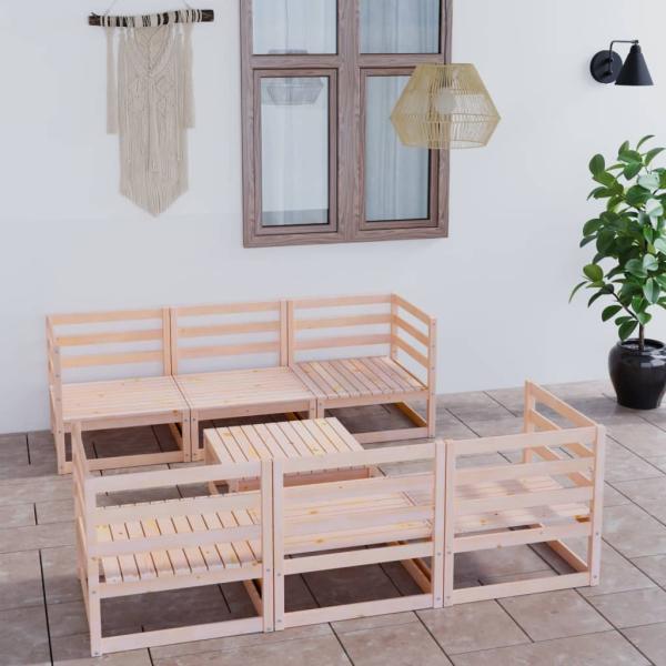 ARDEBO.de - 7-tlg. Garten-Lounge-Set Massivholz Kiefer