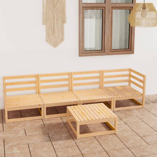 ARDEBO.de - 5-tlg. Garten-Lounge-Set Massivholz Kiefer