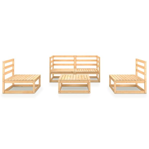 5-tlg. Garten-Lounge-Set Massivholz Kiefer