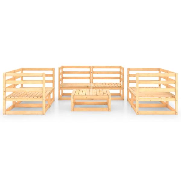 7-tlg. Garten-Lounge-Set mit Kissen Kiefer Massivholz