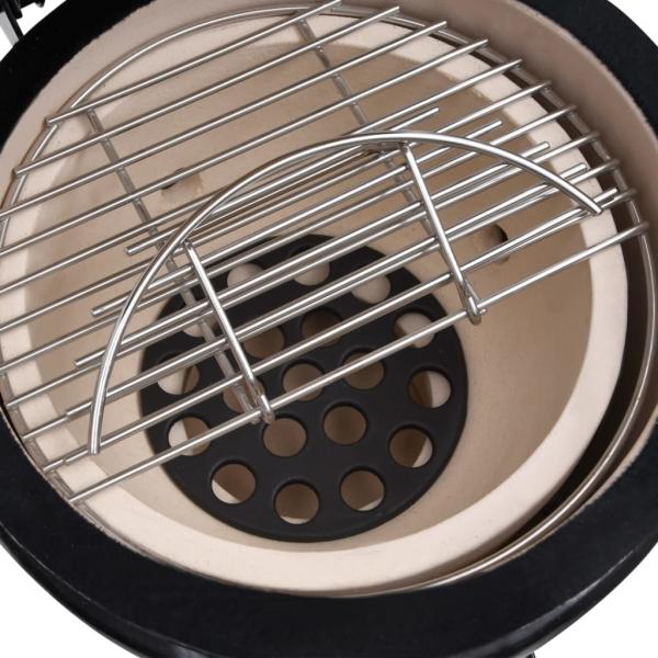2-in-1 Kamado-Grill Smoker Keramik 56 cm Schwarz