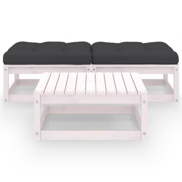3-tlg. Garten-Lounge-Set mit Kissen Massivholz Kiefer