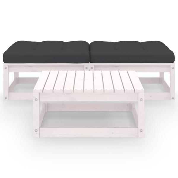 3-tlg. Garten-Lounge-Set mit Kissen Massivholz Kiefer