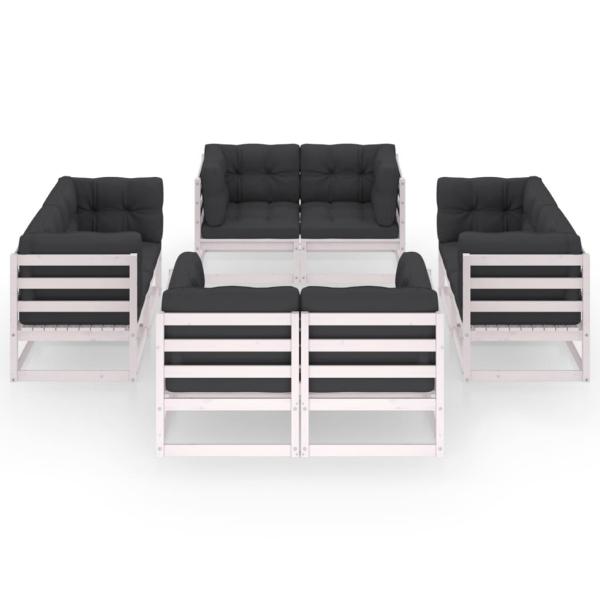 8-tlg. Garten-Lounge-Set mit Kissen Kiefer Massivholz