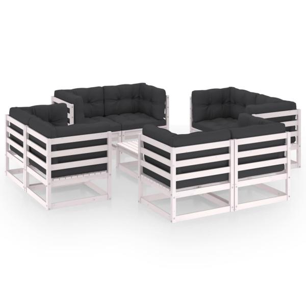 ARDEBO.de - 9-tlg. Garten-Lounge-Set mit Kissen Kiefer Massivholz