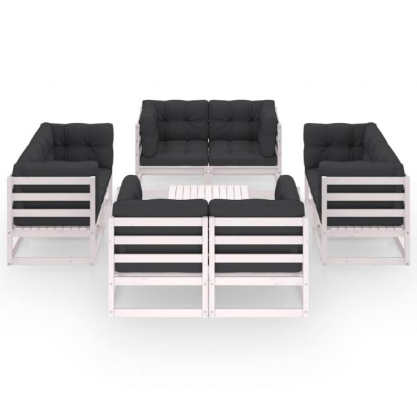 9-tlg. Garten-Lounge-Set mit Kissen Kiefer Massivholz