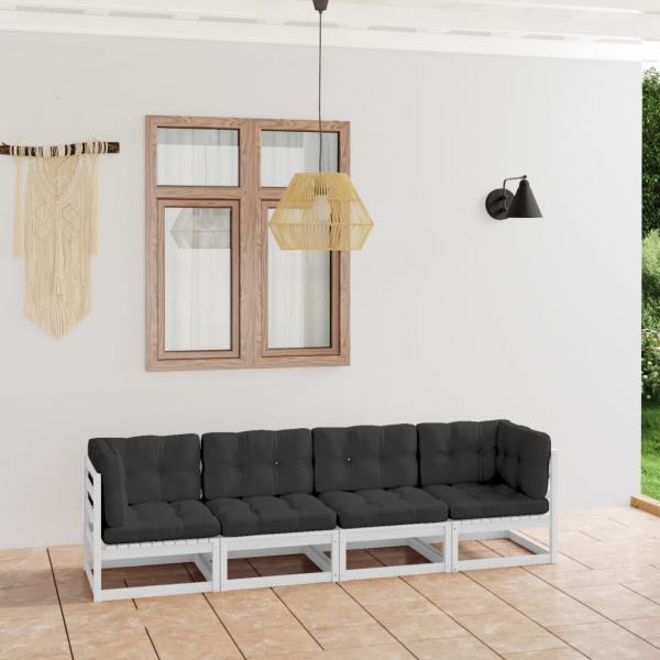 ARDEBO.de - 4-Sitzer-Gartensofa mit Kissen Kiefer Massivholz