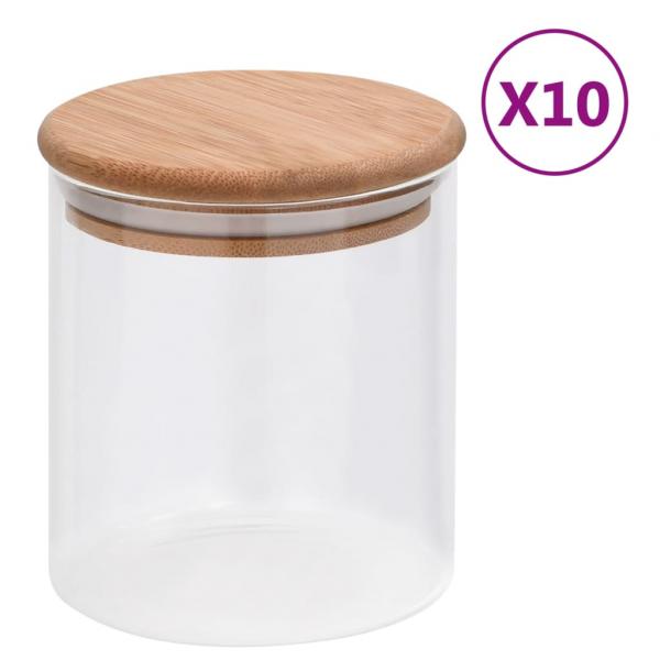 ARDEBO.de - Vorratsgläser mit Bambusdeckel 10 Stk. 600 ml