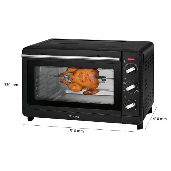 Bomann MBG 6023 CB Multi- Mini Backofen, 1500 W, 30L, 6 Stufen, Umluft, schwarz (660231)