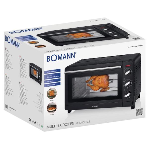 Bomann MBG 6023 CB Multi- Mini Backofen, 1500 W, 30L, 6 Stufen, Umluft, schwarz (660231)