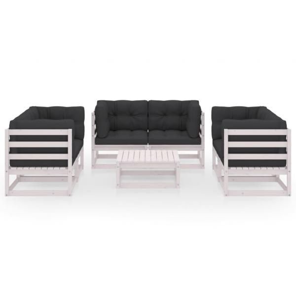 7-tlg. Garten-Lounge-Set mit Kissen Kiefer Massivholz