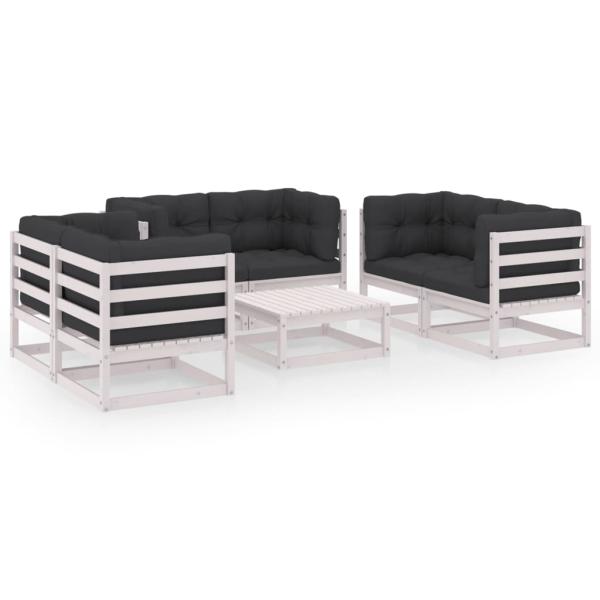 7-tlg. Garten-Lounge-Set mit Kissen Kiefer Massivholz